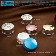 Innovative design beautiful attractive double layers 20ml flat round elegant cosmetic cream container plastic